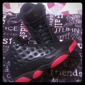 JORDANS 13 BLACK/ GYM RED